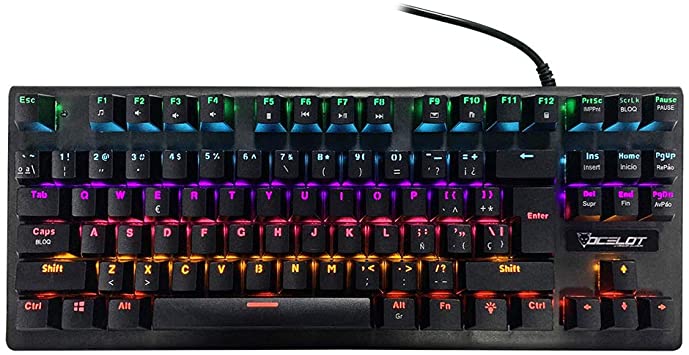 Teclado Mecánico Gamer Ocelot Gaming OGMK03 RGB Switch Blue Alámbrico Español