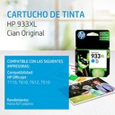 Cartucho hp 933xl cian para 7110 7610 cn054al
