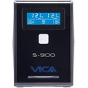 No break interactivo S900, 900VA/550W, entrada 127 VCA 60 Hz, salida 120 VCA, 4 tomas reguladas/4 reguladas y respaldadas, RJ11, pantalla LCD