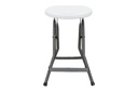 Banco modamob plegable diametro 30cm, altura 46cm, blanco, bar, cocina, jardin